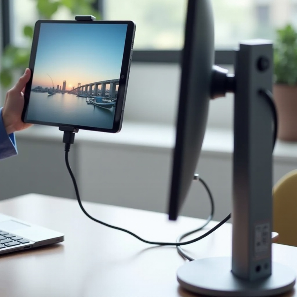 bilgisayar ekranında tabletleri görüntülemek için bağlayıcılar
